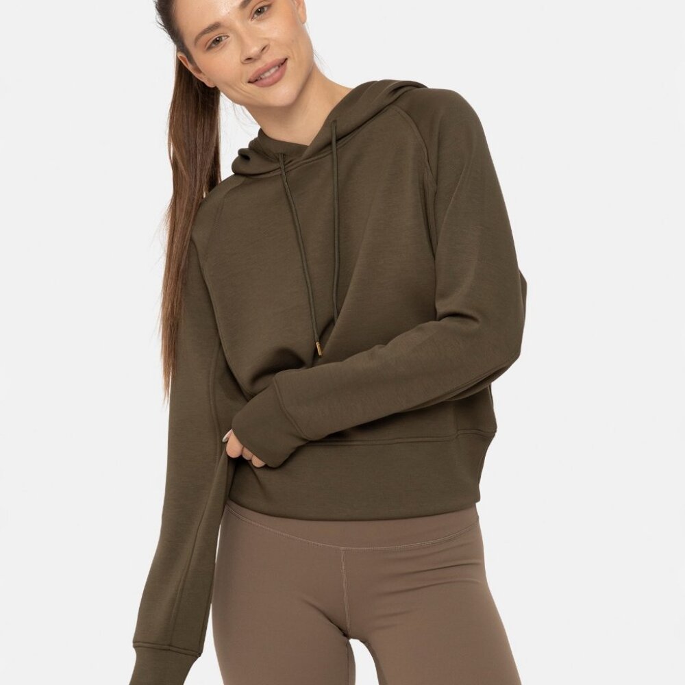 Olive Cropped Hoodie